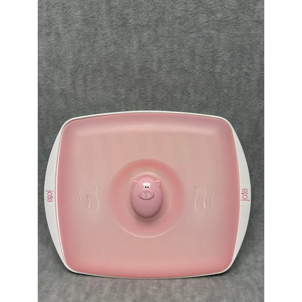 Joie Piggy Microwave Bacon Grill Tray Vented Splatter Lid‎ Pink White Plastic